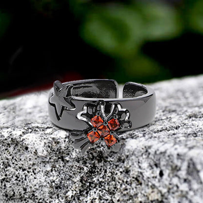 Budded Cross Star Alloy Open Ring