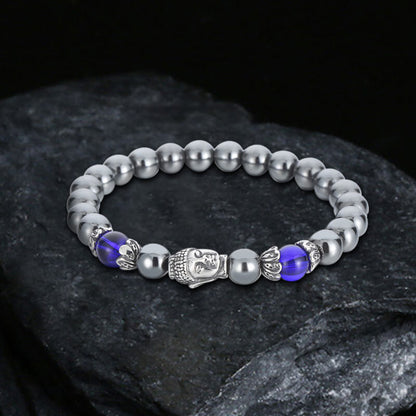 Buddha Statue Stainless Steel Bead Bracelet