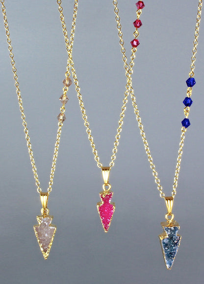 "Eros" - Drusy Agate Arrow Necklace