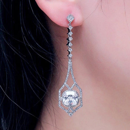 Casey - Silver Cubic Zirconia Bridal Earrings