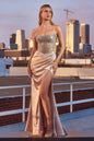 Strapless Crystal & Satin Fitted Dress