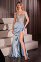 Strapless Crystal & Satin Fitted Dress