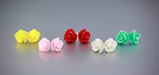 Ava - Flower Girl Colorful Rose Stud Earrings