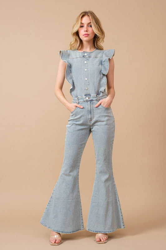Ruffle Bell Bottom Jumpsuit