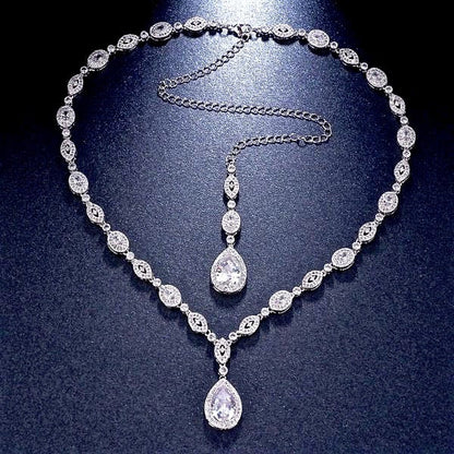 Alexa - Cubic Zirconia Bridal Backdrop Necklace - Available in Silver and Rose Gold