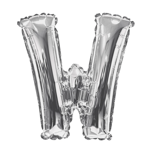 34 In. Silver Letter W Balloon