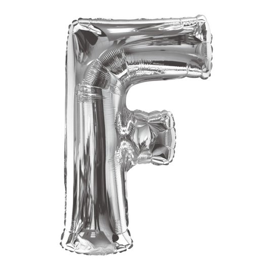 34 In. Silver Letter F Balloon