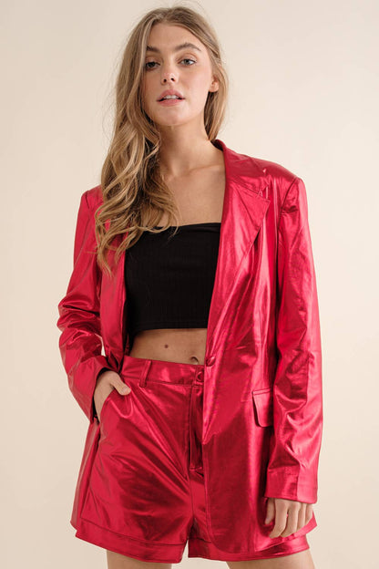 Sleek Metallic Blazer Set