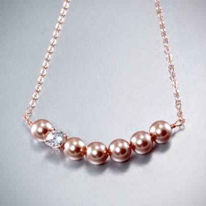 "Prelude" - Swarovski Pearl and Rose Gold Bridal Necklace