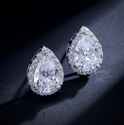 Lyric - Cubic Zirconia Bridal Earrings - Available in Silver, Rose Gold and Yellow Gold