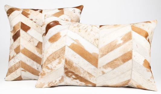 Canvello Genuine Cowhide Leather Decorative Throw Pillows - Handmade Patchwork Boho Accent Pillows For Sofa, Couch, Bed, Chair - Western Southwestern Farmhouse Pillow Covers With Feather Down Insert Included