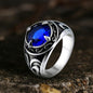 Carved Stainless Steel Gemstone Ring