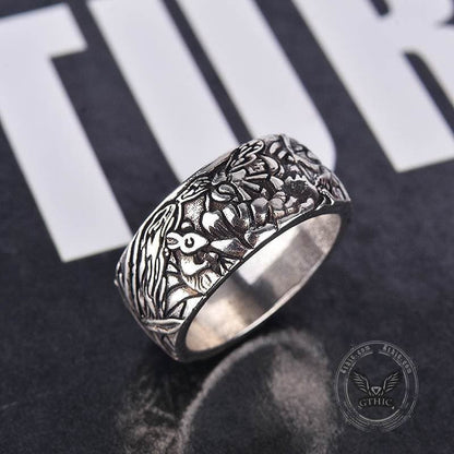 Cat In Flowers Alloy Ring