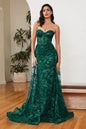 Glitter Fitted Gown And Overskirt