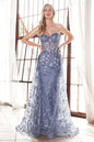 Glitter Fitted Gown And Overskirt