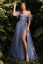 Strapless Floral Ball Gown
