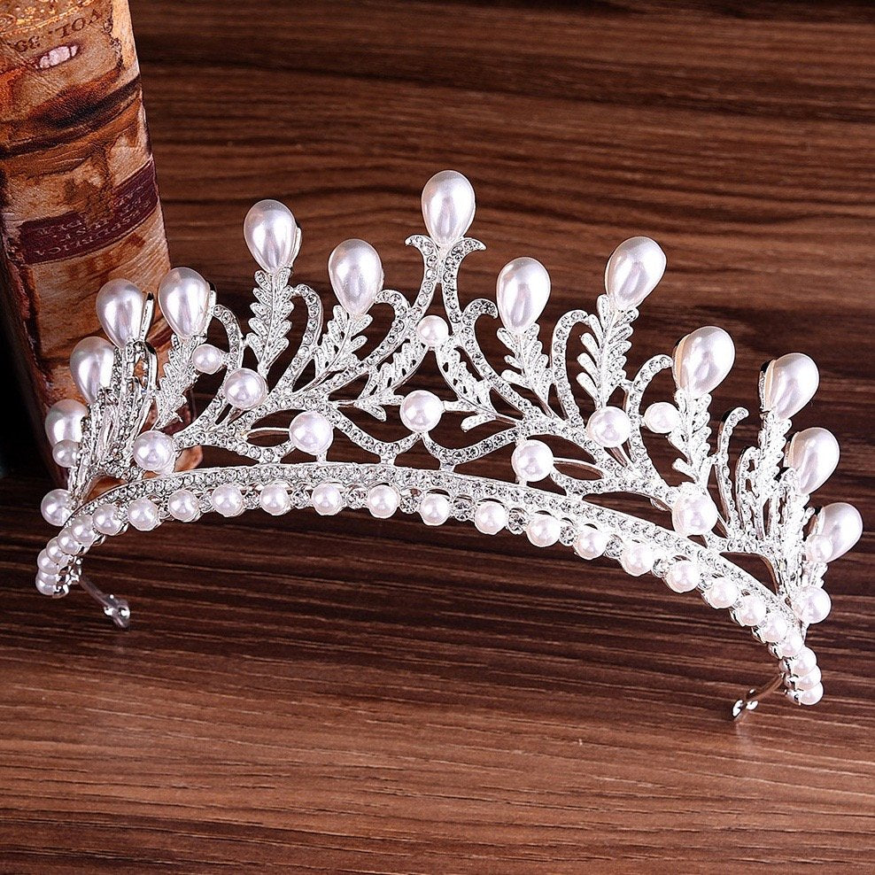 Monique - Pearl and Cubic Zirconia Bridal Tiara