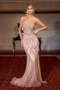 Pearl & Crystal Strapless Fitted Dress