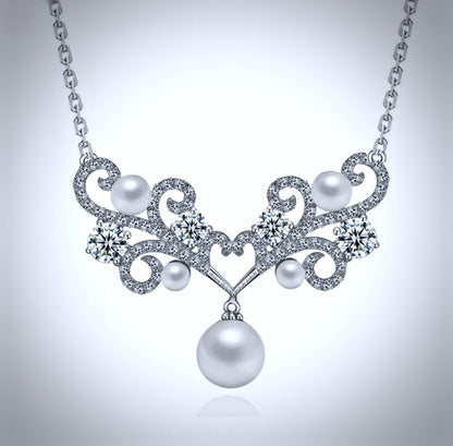 "Joy" - Pearl and Cubic Zirconia Bridal Necklace