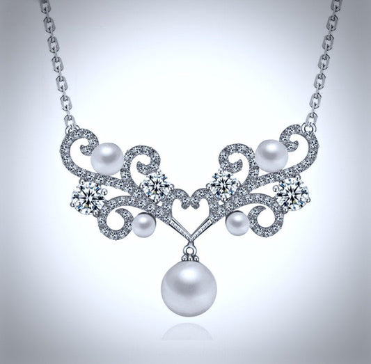 "Joy" - Pearl and Cubic Zirconia Bridal Necklace