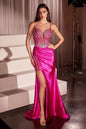 Soft Satin Fitted Dress With Crystal Embellished Details
