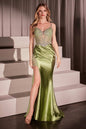 Soft Satin Fitted Dress With Crystal Embellished Details