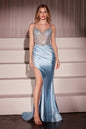 Soft Satin Fitted Dress With Crystal Embellished Details