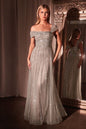 Asymmetrical Off The Shoulder A-Line Beaded Gown