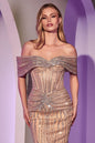 Strapless Crystal Embellished Fitted Gown