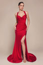 Stetch Satin Halter Fitted Dress