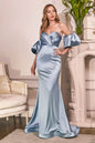 Puff Sleeve Satin Curve Gown