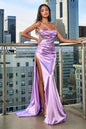 Fitted Satin Asymmetrical Gown