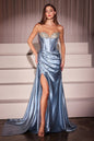 Micro Crystal Strapless Satin Gown