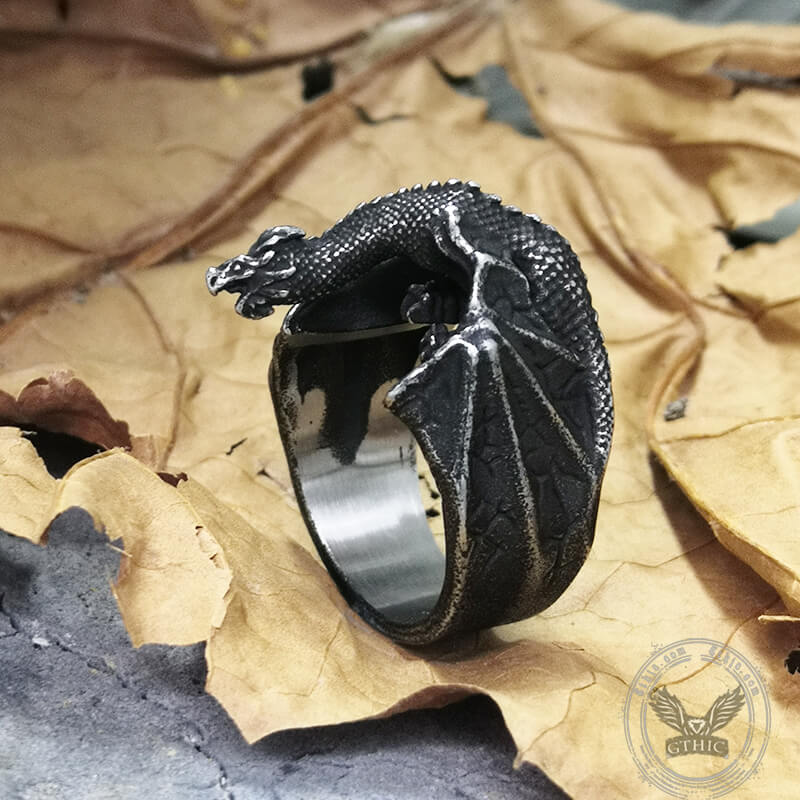 Celtic Flying Dragon Stainless Steel Ring