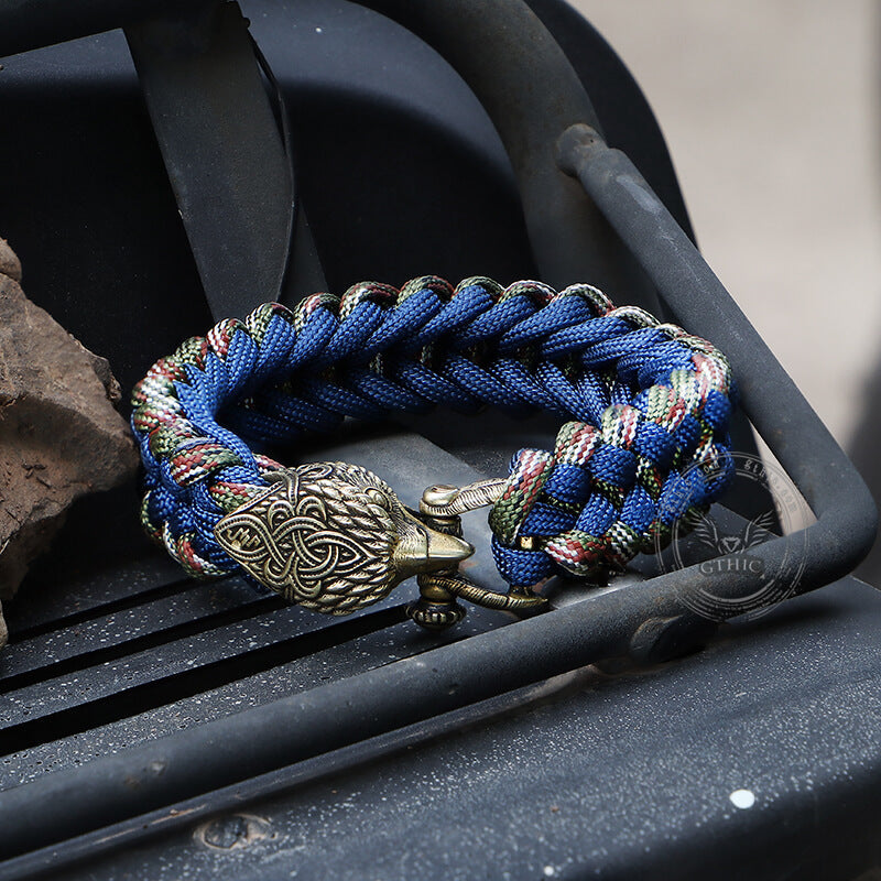 Celtic Knot Eagle Brass Braided Paracord Bracelet