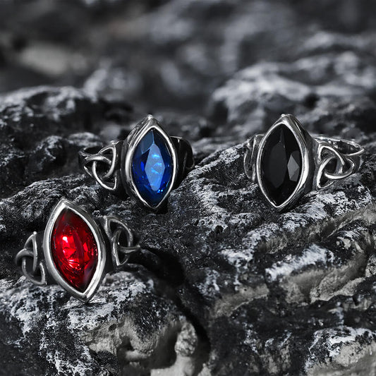 Celtic Knot Gemstone Stainless Steel Viking Ring