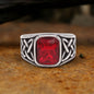 Viking Celtic Knot Gem-set Stainless Steel Ring