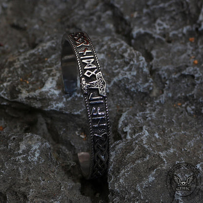 Celtic Knot Mjolnir Runes Stainless Steel Viking Bracelet