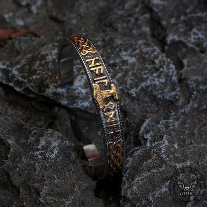 Celtic Knot Mjolnir Runes Stainless Steel Viking Bracelet