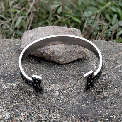Celtic Knot Runes Stainless Steel Viking Cuff Bracelet