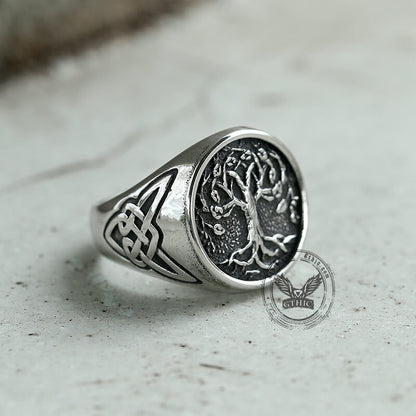 Celtic Knot Tree of Life Stainless Steel Viking Ring