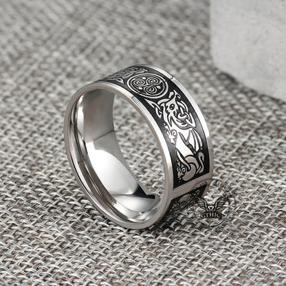 Celtic Wolf Triquetra Stainless Steel Viking Ring