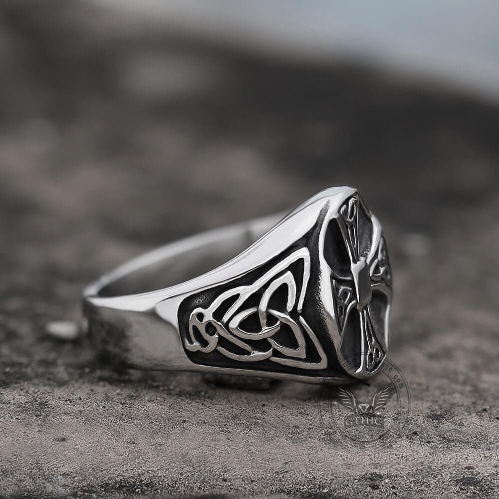 Celtics Knot Cross Stainless Steel Viking Ring