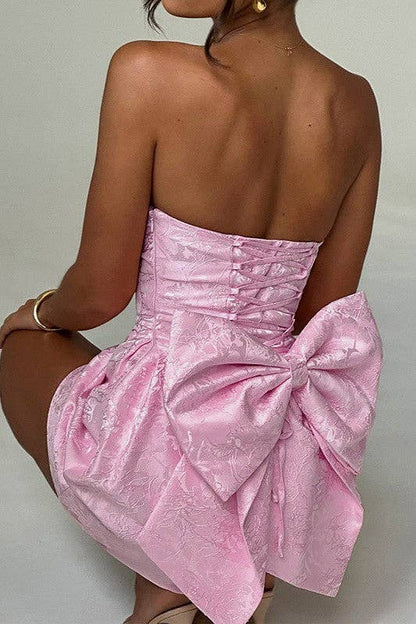 Sexy Jacquard Strapless Bow Dress