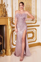 Feather Sequin Gown