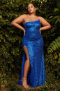 Strapless A-Symetrical Curvy Fit Sequin Gown