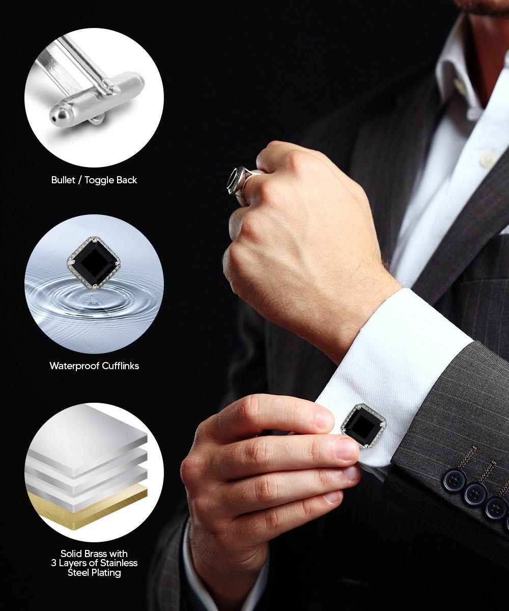 Vittorio Vico Large Big Square Crystal Colorstone Cufflinks: CL 70XX Series