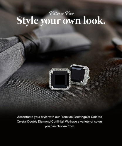 Vittorio Vico Large Big Square Crystal Colorstone Cufflinks: CL 70XX Series