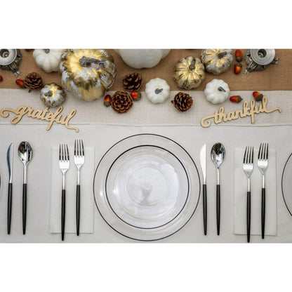 10 In. Classic Clear Design Plates Black Rim | 10 Count