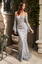 Off The Shoulder Long Bell Sleeved Lace Gown